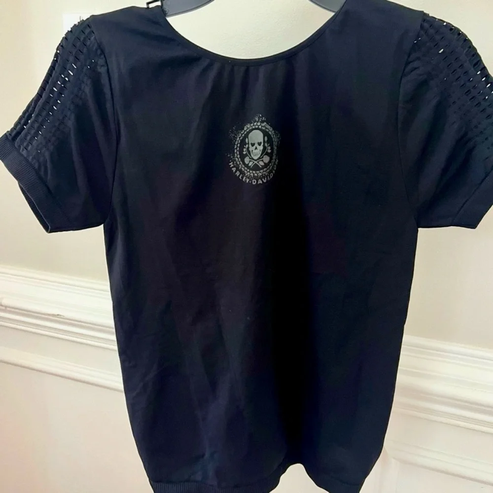 HARLEY DAVIDSON Cut Out Black Crop Top With Skull Motif